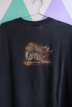 Load image into Gallery viewer, Black men's long sleeve graphic tee featuring vintage 1998 Korn “Follow the Leader” design by Elektra Vintage.