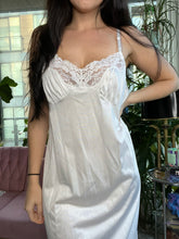 Load image into Gallery viewer, White Midi White Lacey Satin Chemise Dress
