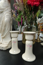 Load image into Gallery viewer, Vintage Pfaltzgraff Ceramic Candleholders – Rose Floral Taper Holders - Elektra Vintage