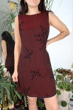 Load image into Gallery viewer, Vintage 1990s Burgundy Burn Out Velvet Mini Dress