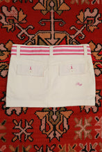 Load image into Gallery viewer, NWT Vintage Y2K White Denim Mini Skirt with Pink Stripe Belt