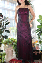 Load image into Gallery viewer, Vintage 90s Whimsy Goth Beaded Maxi Gown – Black Mesh With Magenta Satin Underlay