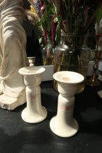 Load image into Gallery viewer, Vintage Pfaltzgraff Ceramic Candleholders – Rose Floral Taper Holders - Elektra Vintage