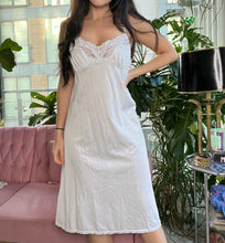 Load image into Gallery viewer, White Midi White Lacey Satin Chemise Dress
