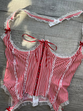 Load image into Gallery viewer, Vintage Red Pinstripe Underbust Corset
