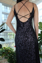 Load image into Gallery viewer, Vintage 90s Whimsy Goth Burnout Velvet Maxi Gown – Black Floral Lace Overlay - Elektra Vintage