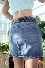 Load image into Gallery viewer, Vintage 2000s Express Black Studded Rhinestone Leather Belt