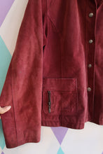 Load image into Gallery viewer, Vintage Suede Button-Up Jacket in Deep Wine Red