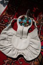 Load image into Gallery viewer, Vintage White Boho Hobo Bag with Colorful Beaded Turquoise Embellishments