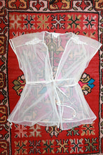 Load image into Gallery viewer, Vintage Sheer White Chiffon Tie Front Bed Jacket Robe