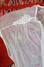 Load image into Gallery viewer, Vintage Sheer White Chiffon Tie Front Bed Jacket Robe