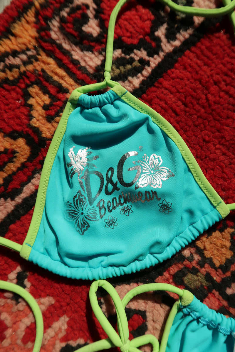 NWT Dolce & Gabbana Beachwear Bikini – Y2K Neon Blue & Lime