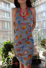 Load image into Gallery viewer, Vintage Moschino Jeans Butterfly Print Gingham Midi Dress – Y2K Halter Style