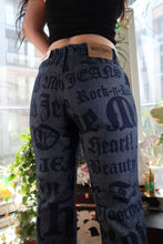 Load image into Gallery viewer, NWT Vintage Moschino Jeans – Allover Rock n Roll Print Denim Pants