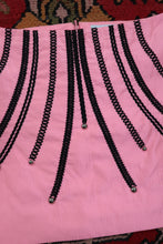 Load image into Gallery viewer, Vintage Versace Pink Mini Skirt – Embellished Black Trim Detail