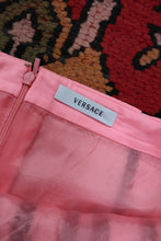 Load image into Gallery viewer, Vintage Versace Pink Mini Skirt – Embellished Black Trim Detail