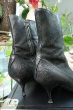 Load image into Gallery viewer, Vintage Prada Black Leather Kitten Heel Boots – Pointed Toe Mid-Calf Boots
