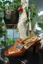 Load image into Gallery viewer, Vintage Fendi Slingback Mules – 90s/2000s Cognac Patent Leather Heels