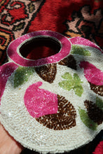 Load image into Gallery viewer, Vintage Beaded Round Handle Bag – Pink & Green Floral Paisley Statement Purse