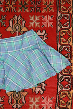 Load image into Gallery viewer, Vintage Blue & Green Plaid Tennis Skater Mini Skirt
