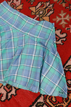 Load image into Gallery viewer, Vintage Blue & Green Plaid Tennis Skater Mini Skirt
