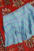 Load image into Gallery viewer, Vintage Blue & Green Plaid Tennis Skater Mini Skirt