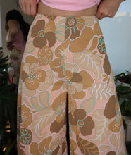 Load image into Gallery viewer, Vintage 1960s Floral High Waisted Wide Leg Pants with Lace Trim