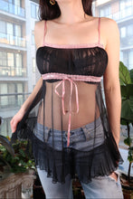 Load image into Gallery viewer, Vintage 2000s Victoria’s Secret Black Sheer Mesh Babydoll Camisole Top