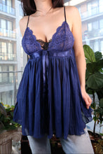Load image into Gallery viewer, Victoria’s Secret Navy Blue Lace Babydoll Camisole Top