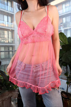 Load image into Gallery viewer, Vintage 2000s Victoria’s Secret Pink Sheer Lace Babydoll Top - Elektra Vintage
