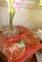 Load image into Gallery viewer, Vintage Amber Glass Round Cigarette Ashtray Heavy Pressed Glass