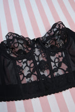 Load image into Gallery viewer, Vintage 1980s Victoria’s Secret Gold Label Black Lace Bustier Corset Top