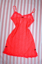 Load image into Gallery viewer, 2000s Victoria’s Secret Neon Coral Sheer Lace Slip Dress
