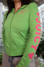 Load image into Gallery viewer, Vintage Juicy Couture “Angel” Zip-Up Hoodie – Green with Pink Sleeve Text
