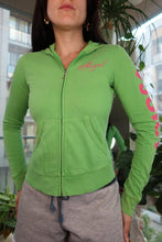 Load image into Gallery viewer, Vintage Juicy Couture “Angel” Zip-Up Hoodie – Green with Pink Sleeve Text