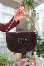 Load image into Gallery viewer, Vintage Juicy Couture Mini Shoulder Bag – Brown Velour with Chain Strap & Heart Charms