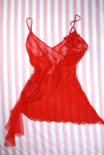Load image into Gallery viewer, Vintage 2000s Victoria’s Secret Red Silk Sheer Negligee Slip Dress