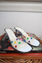Load image into Gallery viewer, Vintage Y2K Clear Polka Dot Lucite Mule Heels