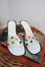 Load image into Gallery viewer, Vintage Y2K Clear Polka Dot Lucite Mule Heels