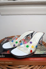 Load image into Gallery viewer, Vintage Y2K Clear Polka Dot Lucite Mule Heels