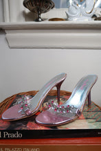 Load image into Gallery viewer, Vintage Anne Michelle Pink Metallic Rhinestone Heeled Slide Sandals