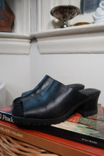 Load image into Gallery viewer, Vintage Genuine Leather Black Platform Mule Heels Chunky Slip On Sandals