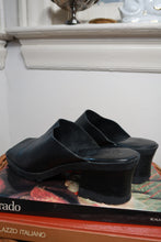 Load image into Gallery viewer, Vintage Genuine Leather Black Platform Mule Heels Chunky Slip On Sandals