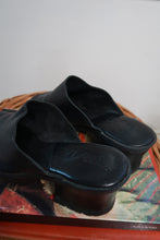 Load image into Gallery viewer, Vintage Genuine Leather Black Platform Mule Heels Chunky Slip On Sandals