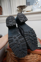 Load image into Gallery viewer, Vintage Genuine Leather Black Platform Mule Heels Chunky Slip On Sandals