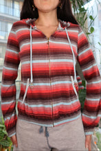Load image into Gallery viewer, Vintage Juicy Couture Red & Blue Striped Terry Cloth Zip-Up Hoodie