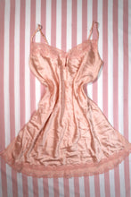 Load image into Gallery viewer, Vintage 2000s Victoria’s Secret peach silk slip dress with lace trim, featuring a delicate and elegant design by Elektra Vintage.