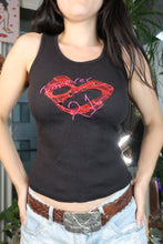 Load image into Gallery viewer, Vintage 2000s Forever 21 Black Tank Top with Red & Pink Heart Graphic