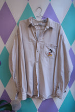 Load image into Gallery viewer, Vintage Disney Mickey Mouse Embroidered Button Up Shirt Beige Long Sleeve