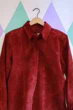 Load image into Gallery viewer, Vintage Burgundy Red Suede Button-Up Shirt Jacket - Elektra Vintage